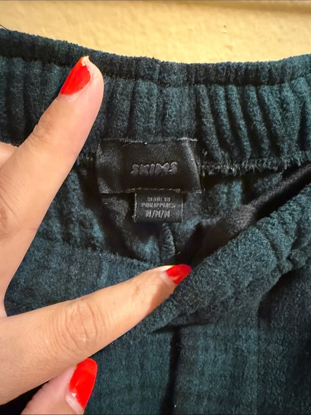 SKIMS Teal and Black Plaid Elastic-Waist  Pants